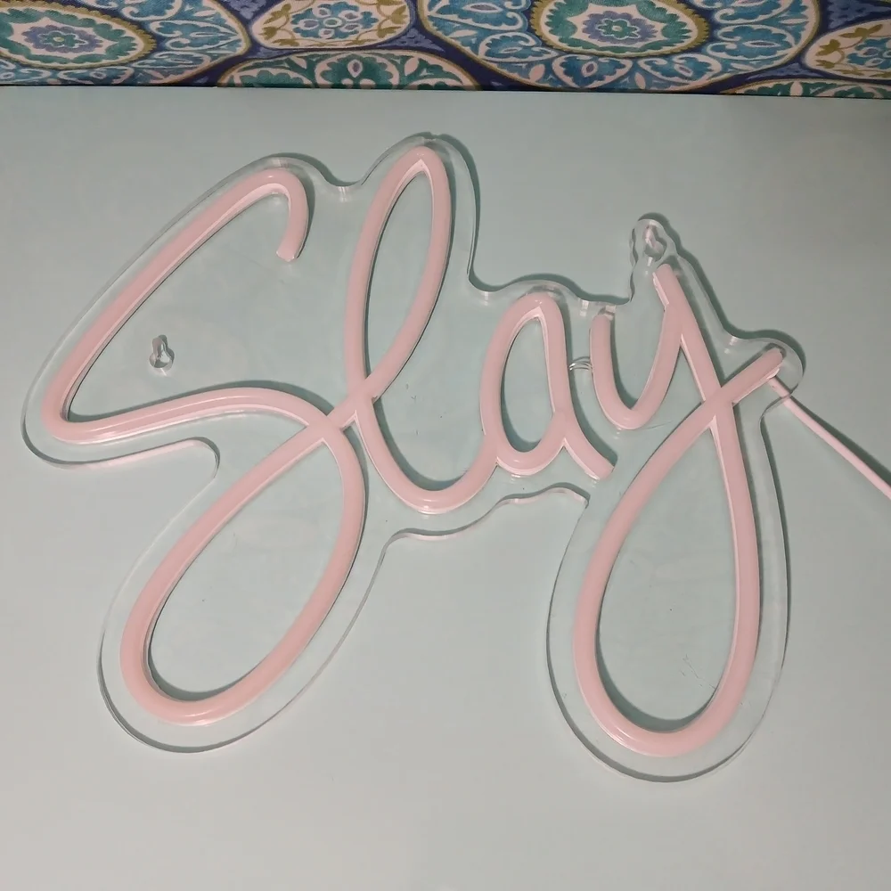 Pink/Purple Neon 'Slay' Sign LED Light Wall Decor Bedroom Dorm Party Aesthetic